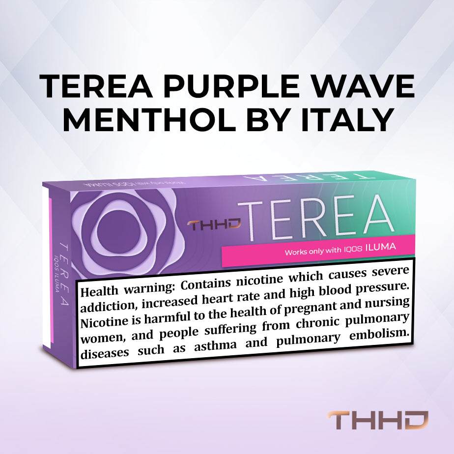 TEREA Purple Wave Menthol Italy pack with English warning