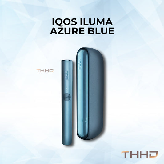 IQOS ILUMA kit in Azure Blue, holder and charger