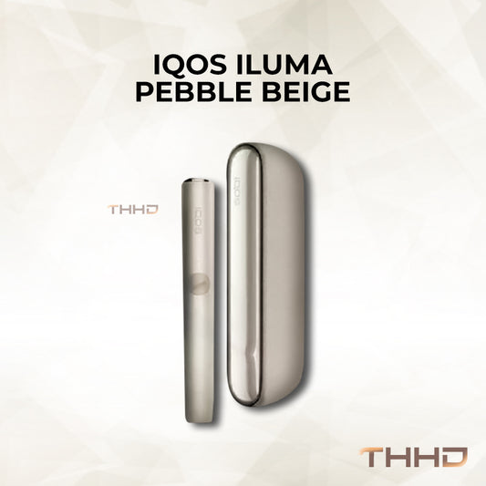 IQOS ILUMA kit in Pebble Beige, holder and charger