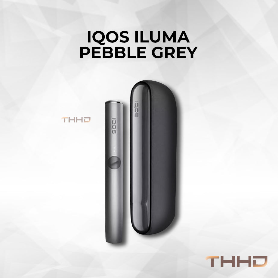 IQOS ILUMA kit in Pebble Grey, holder and charger