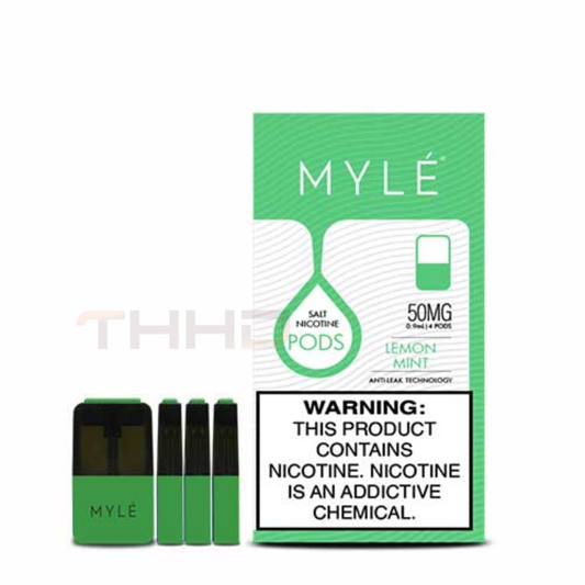 MYLE V4 Lemon Mint pods box with four pods