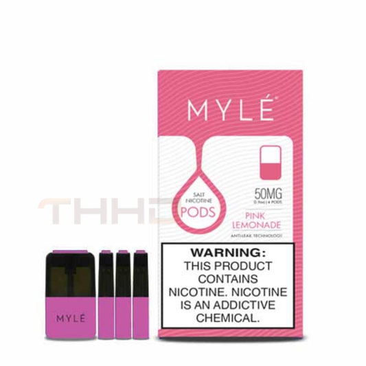 MYLE V4 Pink Lemonade pods box with four pods