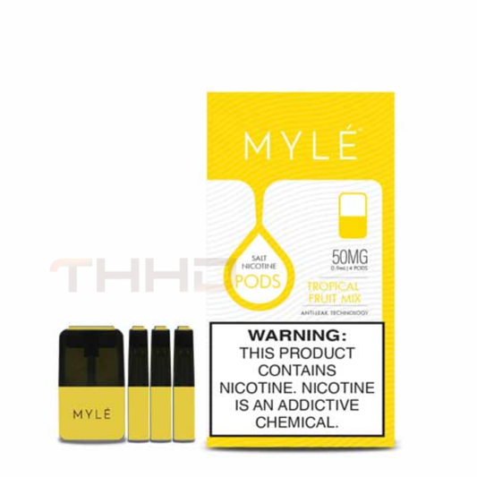 MYLE V4 Tropical Fruit Mix pods box with four pods