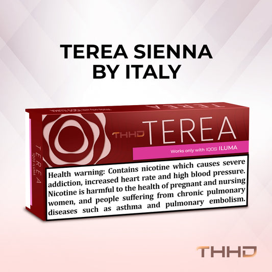 TEREA Sienna Italy pack with English health warning